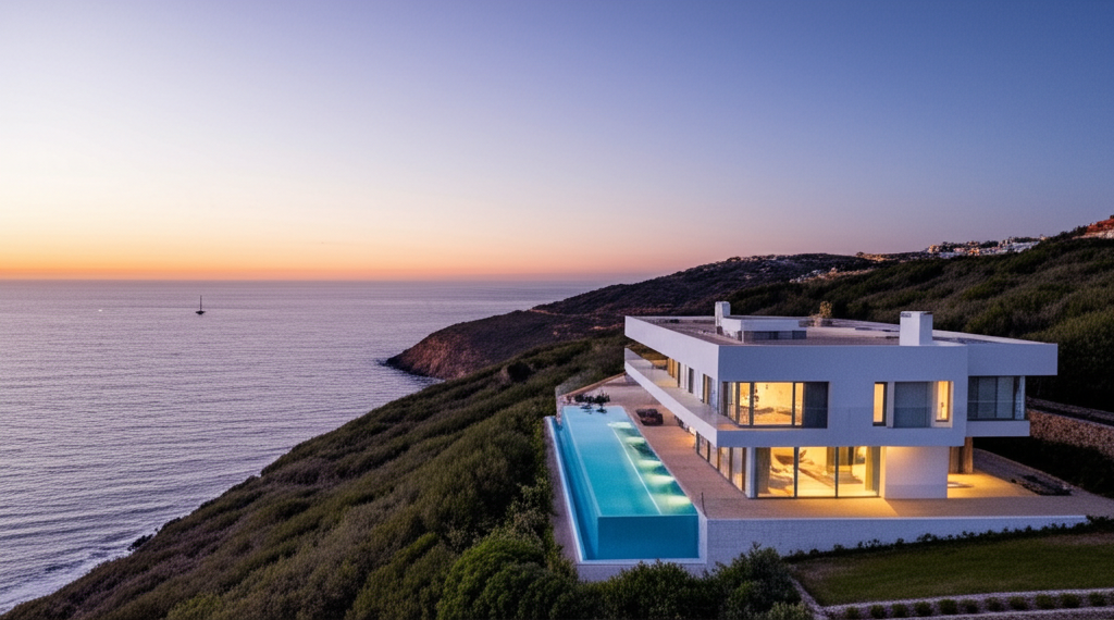 Beautiful coastal view of Portugal with luxury villas